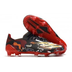 Botas de fútbol adidas X Ghosted.1 FG Negro Rojo Oro