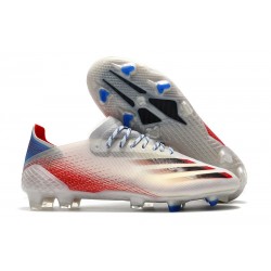 Botas de fútbol adidas X Ghosted.1 FG Plateado Metálico Negro Escarlata