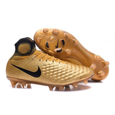 Botas de fútbol de hombre Magista Obra II FG Nike Oro Nero