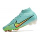 Mbappe Nike Botas de Fútbol Mercurial Superfly VII Elite FG Gris Dorado Metalizado Verde