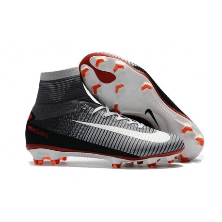 Nike Mercurial Superfly 5 FG Zapatos de Fútbol Negro Gris Blanco