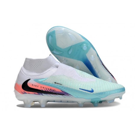 Botas De Fútbol Nike Phantom 6 Elite High FG Azul Blanco Negro