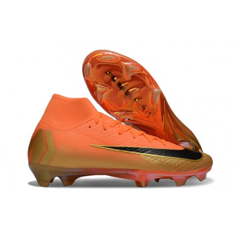 Botas de Futbol Nike Mercurial Superfly 10 Elite FG Naranja Negro Dorada
