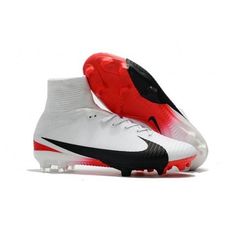 Nike Mercurial Superfly 5 FG Zapatos de Fútbol Blanco Negro Rojo