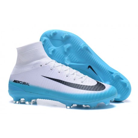Nike Mercurial Superfly 5 FG Zapatos de Fútbol Blanco Negro Azul