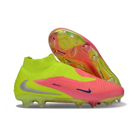 Botas De Fútbol Nike Phantom 6 Elite High FG Rosa Amarillo