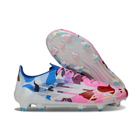 Zapatos adidas F50 Elite FG Blanco Rosa Azul