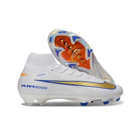 Botas de Futbol Nike Mercurial Superfly 10 Elite FG Blanco Azul Dorado