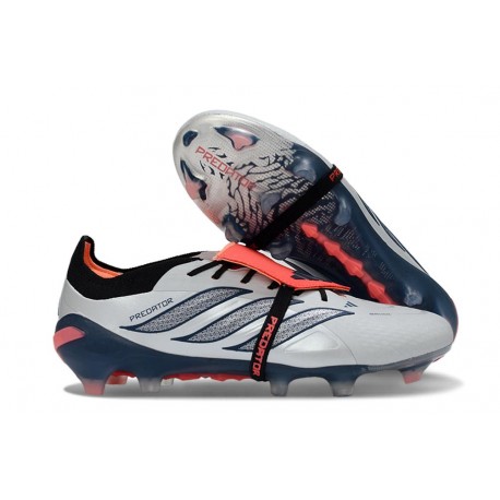 adidas Predator 26 Elite Foldover Tongue FG Gris Blanco Rosso