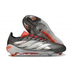 Bota adidas Predator 26 Elite L FG Hierro Met. Ftwr Blanco Rojo Lúcido