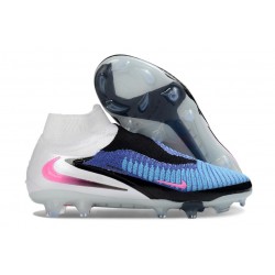 Botas De Fútbol Nike Phantom 6 Elite High FG Azul Carrera Explosión Rosa Blanco