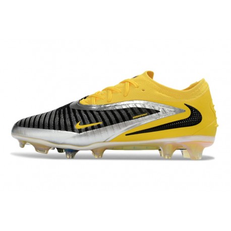 Botas de Futbol Nike Phantom 6 Elite Low FG Amarillo Negro Plateada