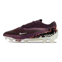 Botines de Fútbol Nike Phantom 6 Elite Low FG Flechazo Burdeos Rojo Univ Fósil