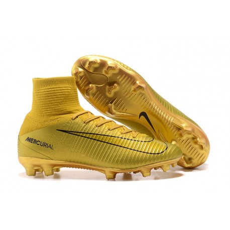 Nuevo Botas de Futbol Nike Mercurial Superfly V FG Oro CR7
