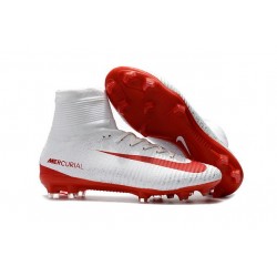 Nuevo 2017 Zapatos de Fútbol Nike Mercurial Superfly V FG ACC - Blanco Rojo