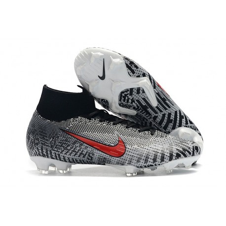 Neymar Botas de Fútbol Mercurial Superfly VI FG Nike - Negro Blanco Rojo
