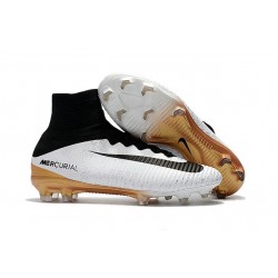 Nike Mercurial Superfly 5 FG Tacos de Futbol para Hombre - Blanco Oro Negro