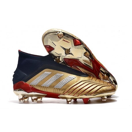 Adidas Predator 19+ FG Zapatillas de Fútbol - Oro Plata Rojo