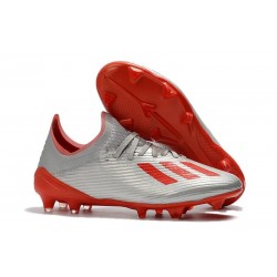 Zapatillas Futbol adidas X 19.1 FG Plata Rojo